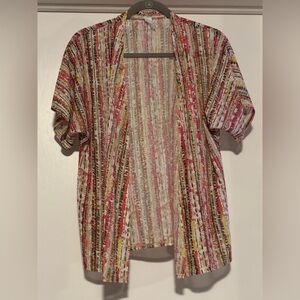 Jones New York Striped Open-Front Cardigan